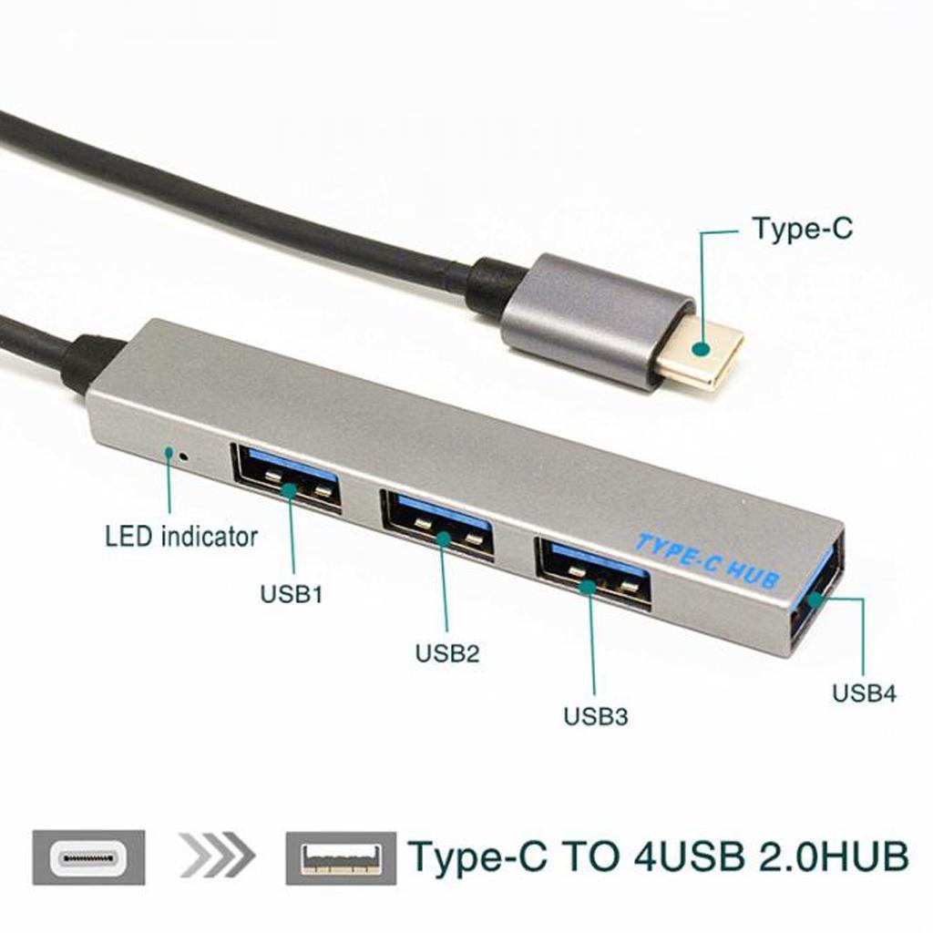 Premium Aluminum 4 Port to USB 3.0 Type C Hub for iMac MacBook Pro Laptop