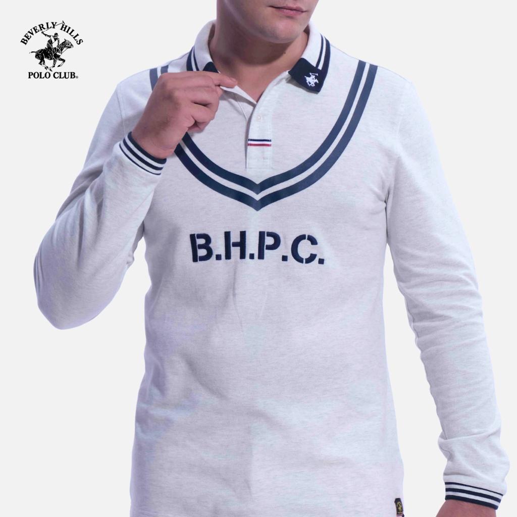 Áo polo Áo polo dài tay Nam Beverly Hills Polo Club Slim Fit Xám melange phối navy đậm GMM3- PMSLW21TL032