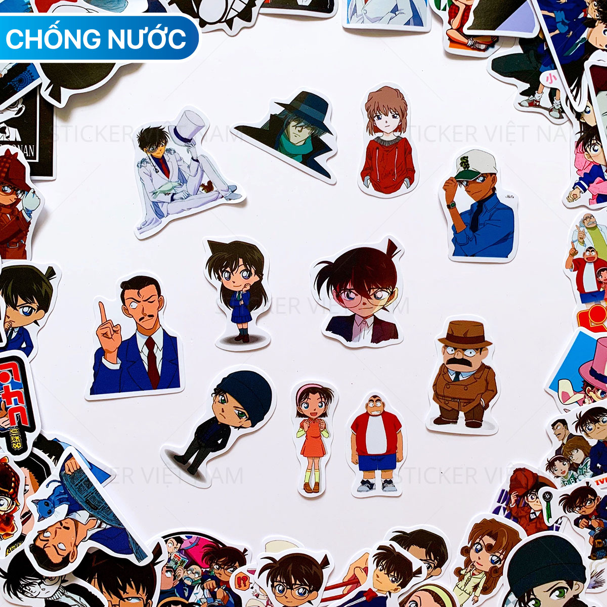 sticker Conan Thám Tử Nhí Lừng Danh Kaito Kid trang trí siêu dễ thương chống nước - gói nhỏ - 20 hình