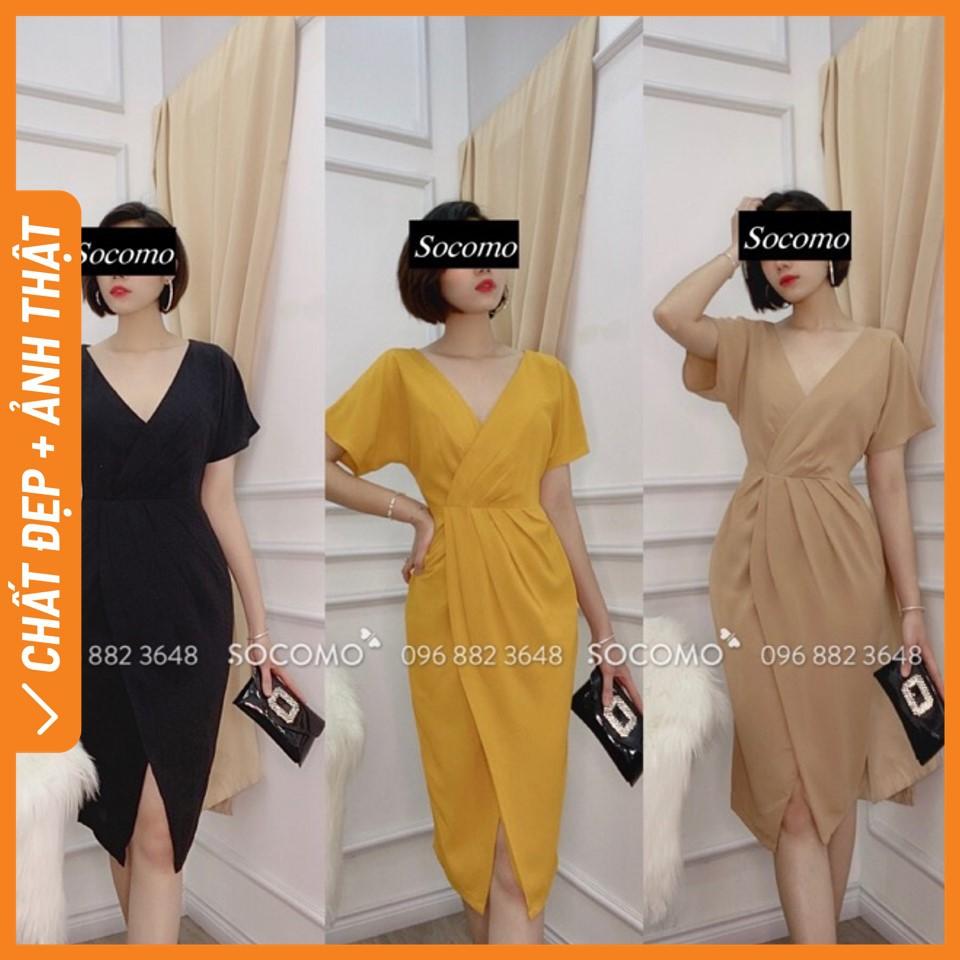 Váy Thiết Kế Tay Dơi Xếp Li Eo Socomo