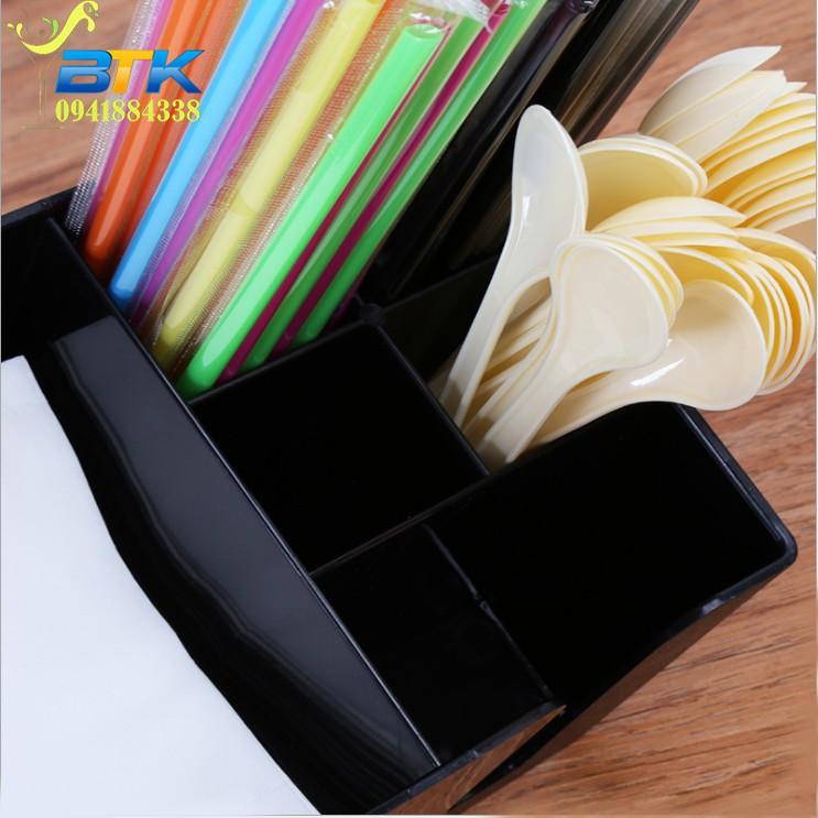 Kệ mika, Hộp Đựng Ống Hút Khăn Giấy Muỗng Tiện Lợi