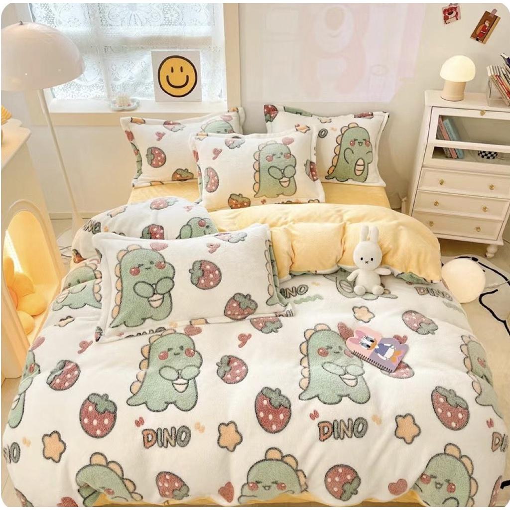 Bộ Chăn Ga Gối Nỉ Nhung Tuyết Sữa , Chăn Ga Gối Nỉ Nhung Mềm Mịn Cao Cấp, Ga Nỉ Nhung Bo Chun Mọi Kích Thước