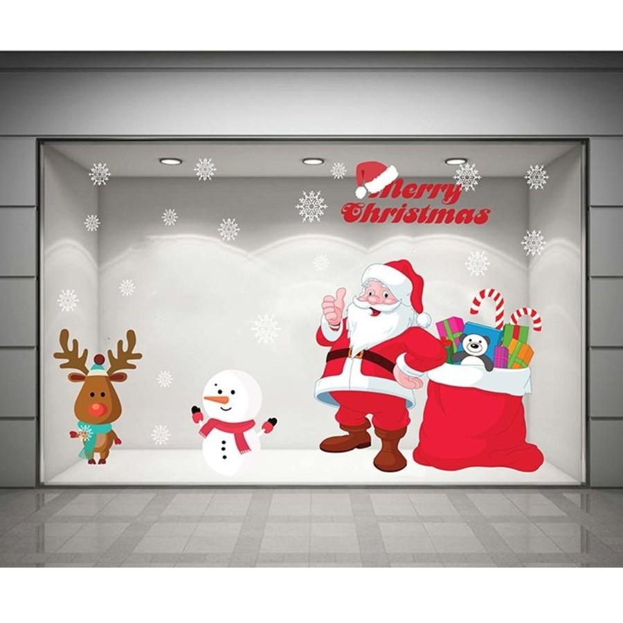 Decal trang trí noel trên cửa kính đẹp 2020 - Giấy dán kính trang trí noel có keo sẵn dễ dán TPHCM