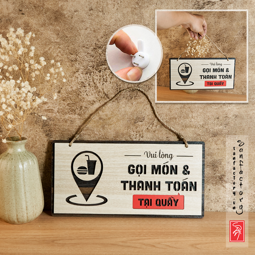 Bảng gỗ gọi món và thanh toán tại quầy SAN-OR02
