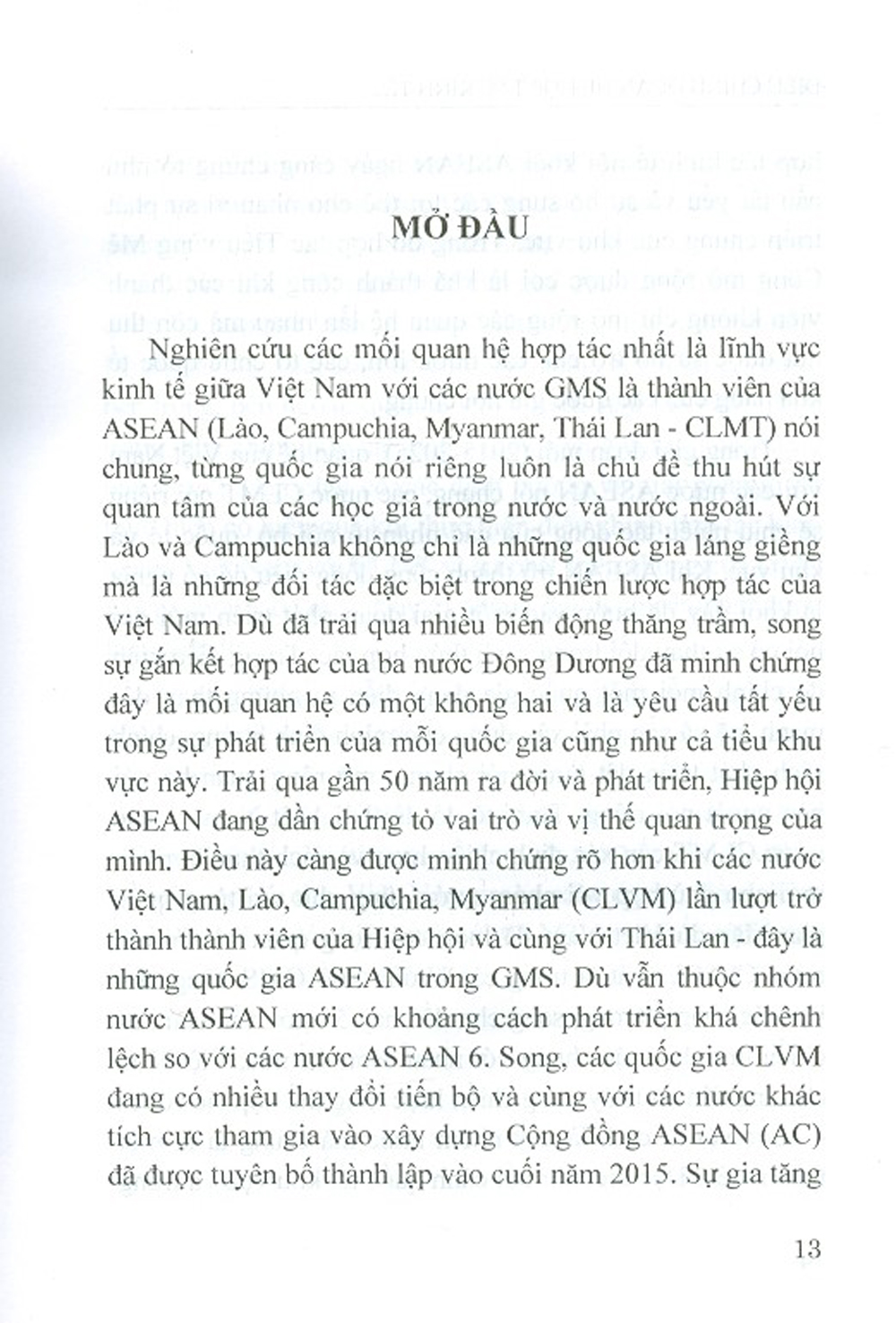 Điều Chỉnh Quan Hệ Hợp Tác Kinh Tế Của Việt Nam Với Các Nước GMS Là Thành Viên Của Asean Trong Bối Cảnh Mới