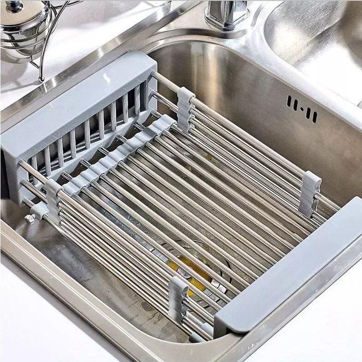 Rổ inox gài bồn rửa bát chỉnh kích thước