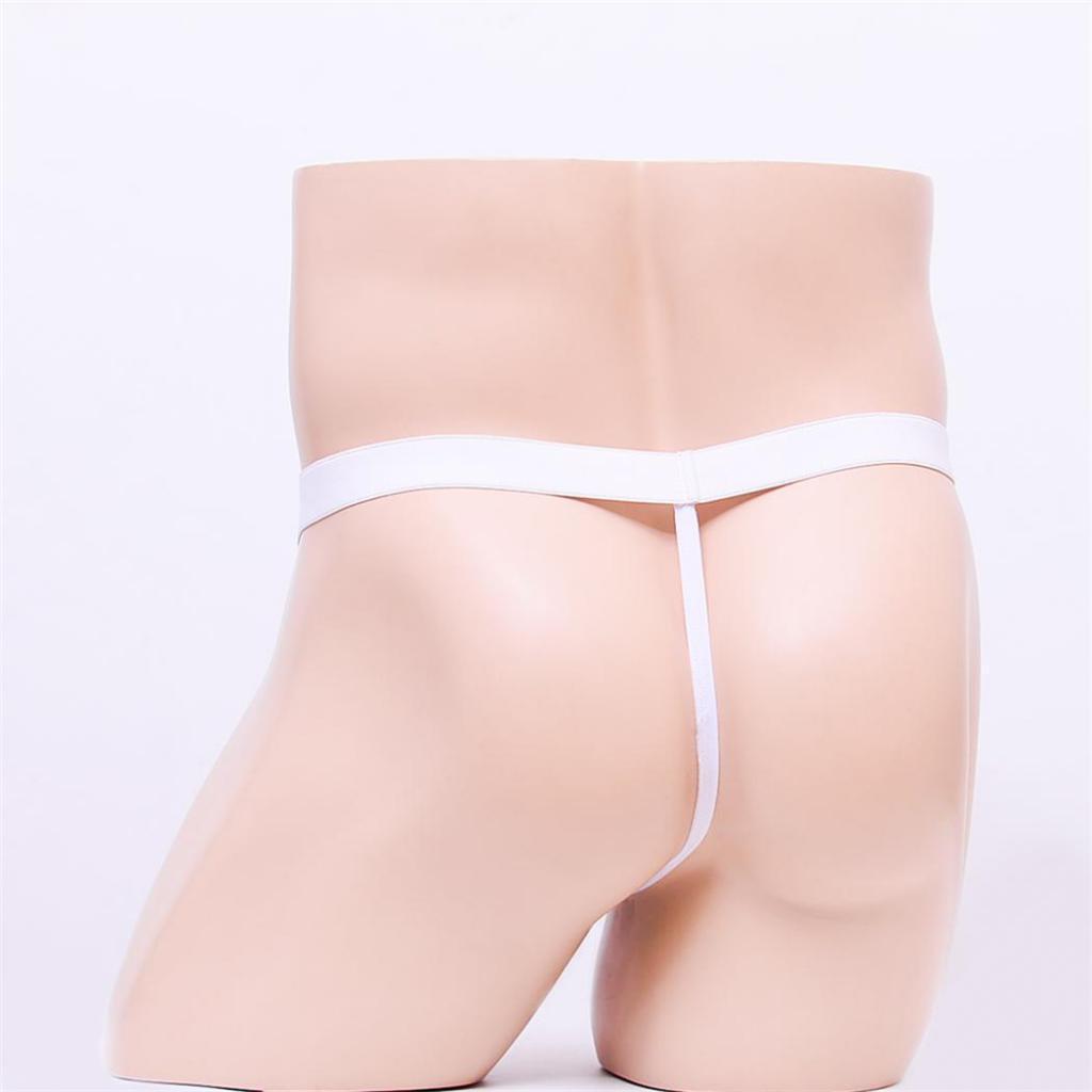 2-3pack Sexy Men's G String Thongs Underwear with Mental O Ring White
