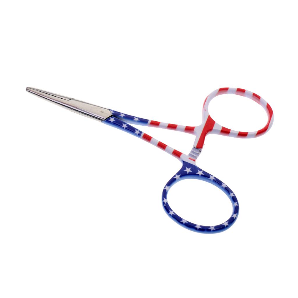 Bright Color Fly Fishing Locking Elbow Scissor Plier Hemostat Hook Remover