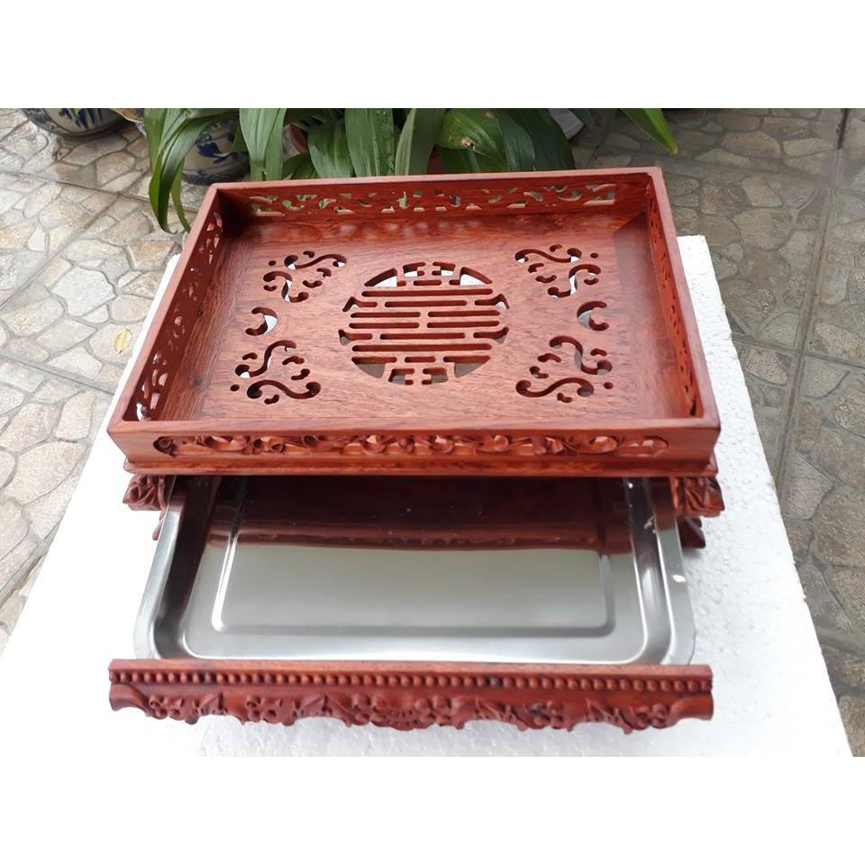 Khay trà Khay trà chân quỳ gỗ hương loại lớn kt :35x27cm