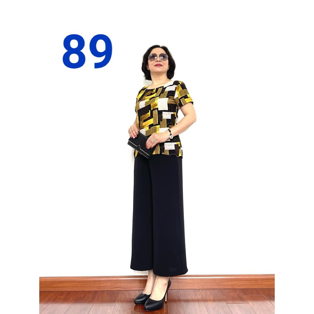 Đồ Bộ Trung Niên 2021 - Bộ đồ phối áo lụa hàn châu, quần đũi cao cấp, Siêu mềm, Siêu mát - - Laddy_store