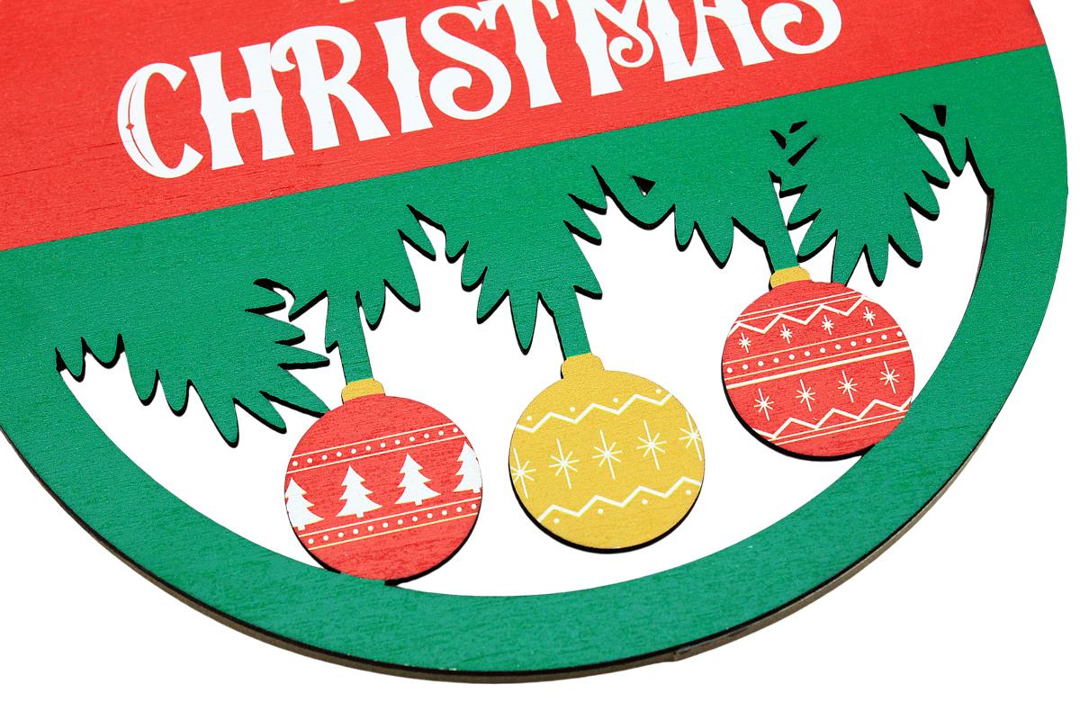 Bảng Gỗ Tròn Treo Tường Trang Trí Giáng Sinh - Bách Mộc - Ba Quả Châu