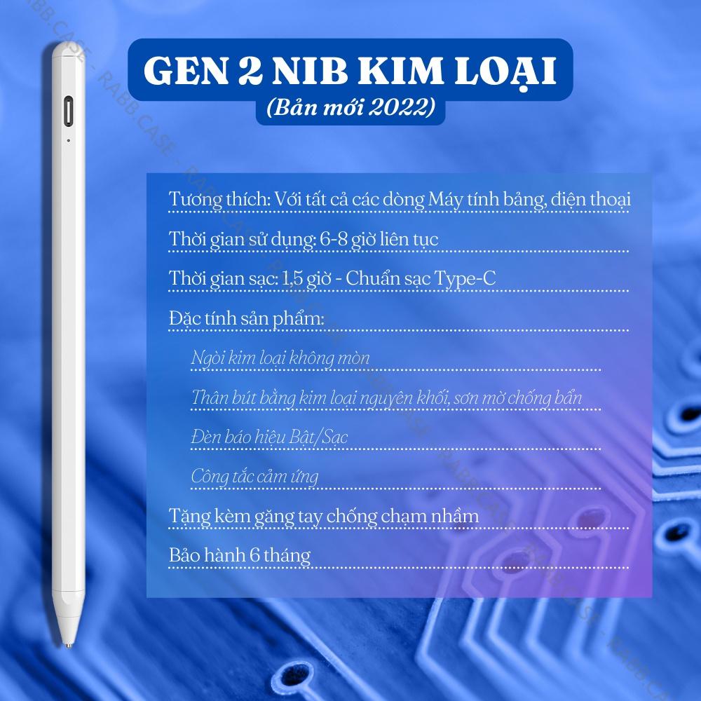 Bút cảm ứng Stylus Pen Gen 2 Pro - Chức năng chống chạm màn hình, vẽ nét nghiêng, thân bút từ tính tương thích với máy tính bảng của Apple