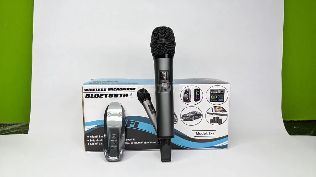 Micro karaoke dành cho ô tô BX7 - Micro không dây đa năng cao cấp - Lọc Âm, Chống Hú, Chống Ồn Và Méo Tiếng Giúp Âm Thanh Phát Ra Trong Trẻo, Mượt Mà - Biến loa vi tính thành loa karaoke - Dùng được cho cả loa kéo, amply, mixer, tivi