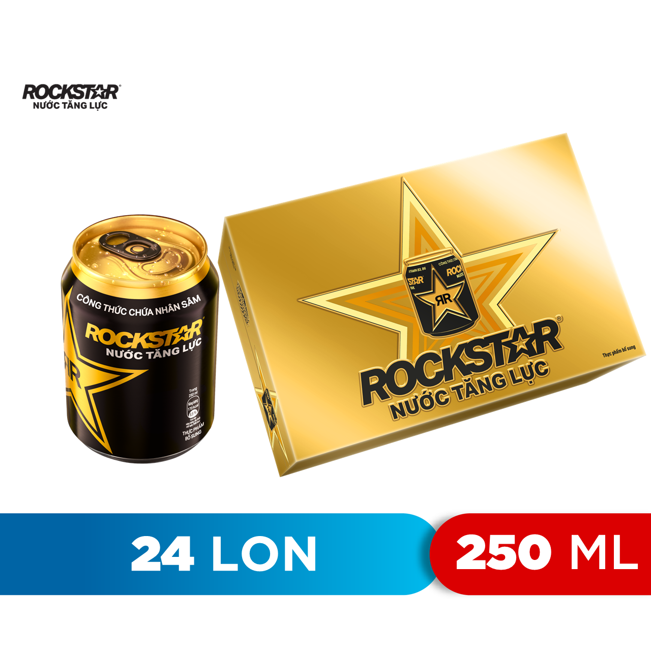 Thùng 24 Lon Nước Tăng Lực Rockstar (250ml/ lon)