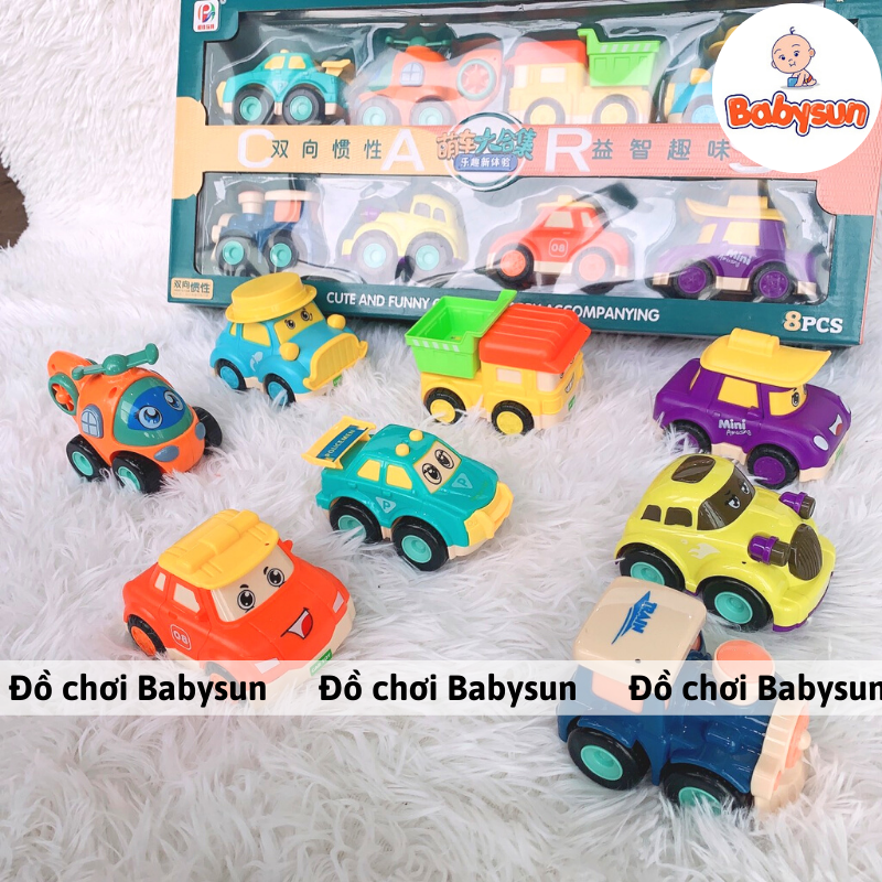 Đồ chơi xe ô tô chạy bánh đà loại 8 xe cao cấp có hộp đựng cho bé