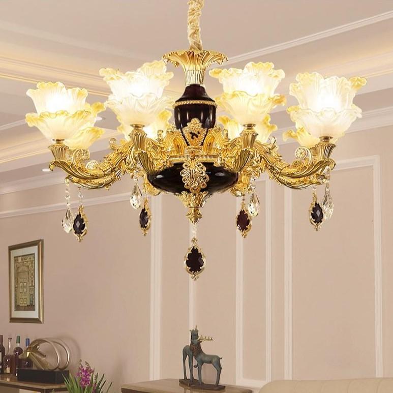 Đèn chùm trang trí nội thất IRELIA phong cách Châu Âu hiện đại loại 6, 8, 15 tay - Tặng kèm bóng LED cao cấp