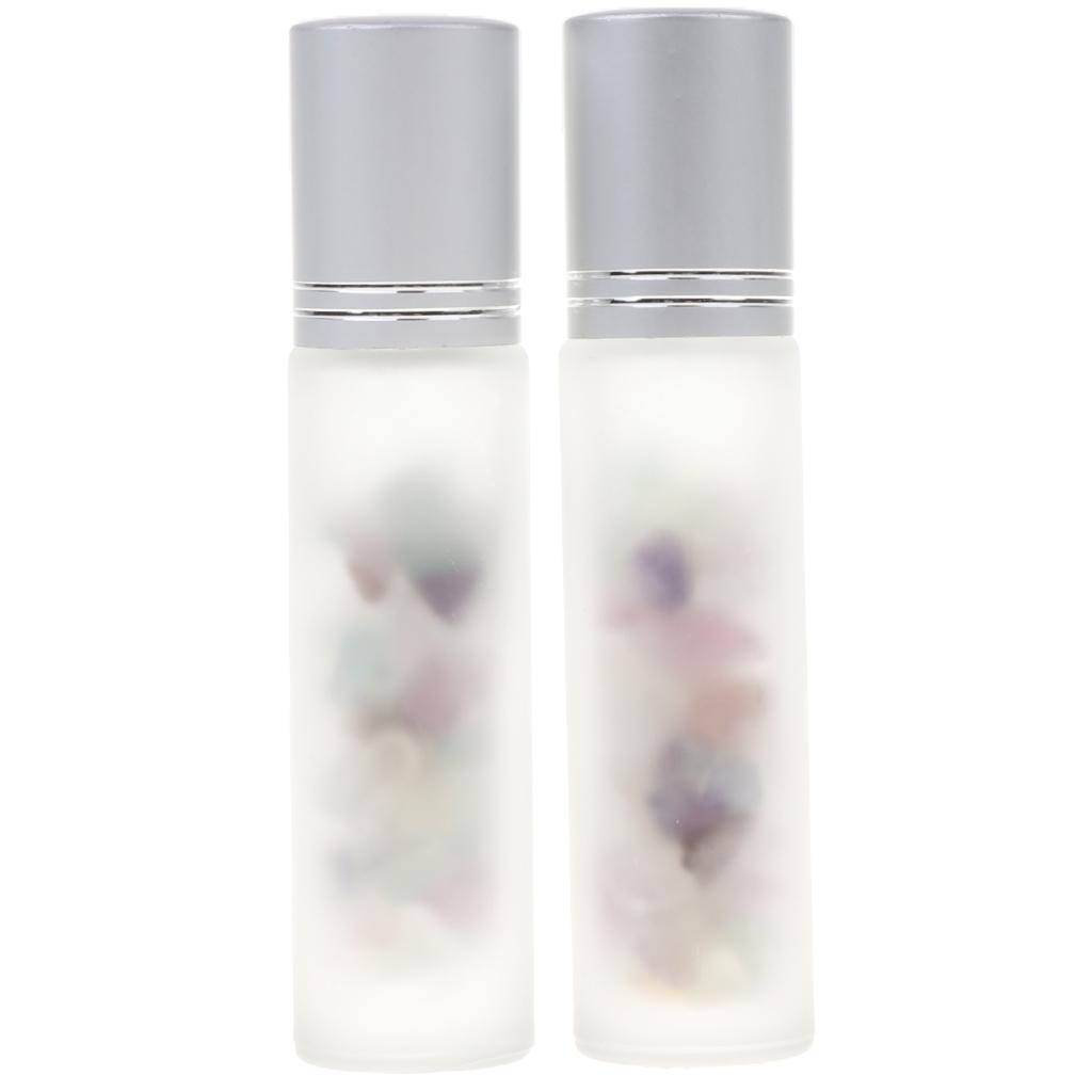 2X 10ml Empty Frosted Glass Perfume Roller Ball Bottles