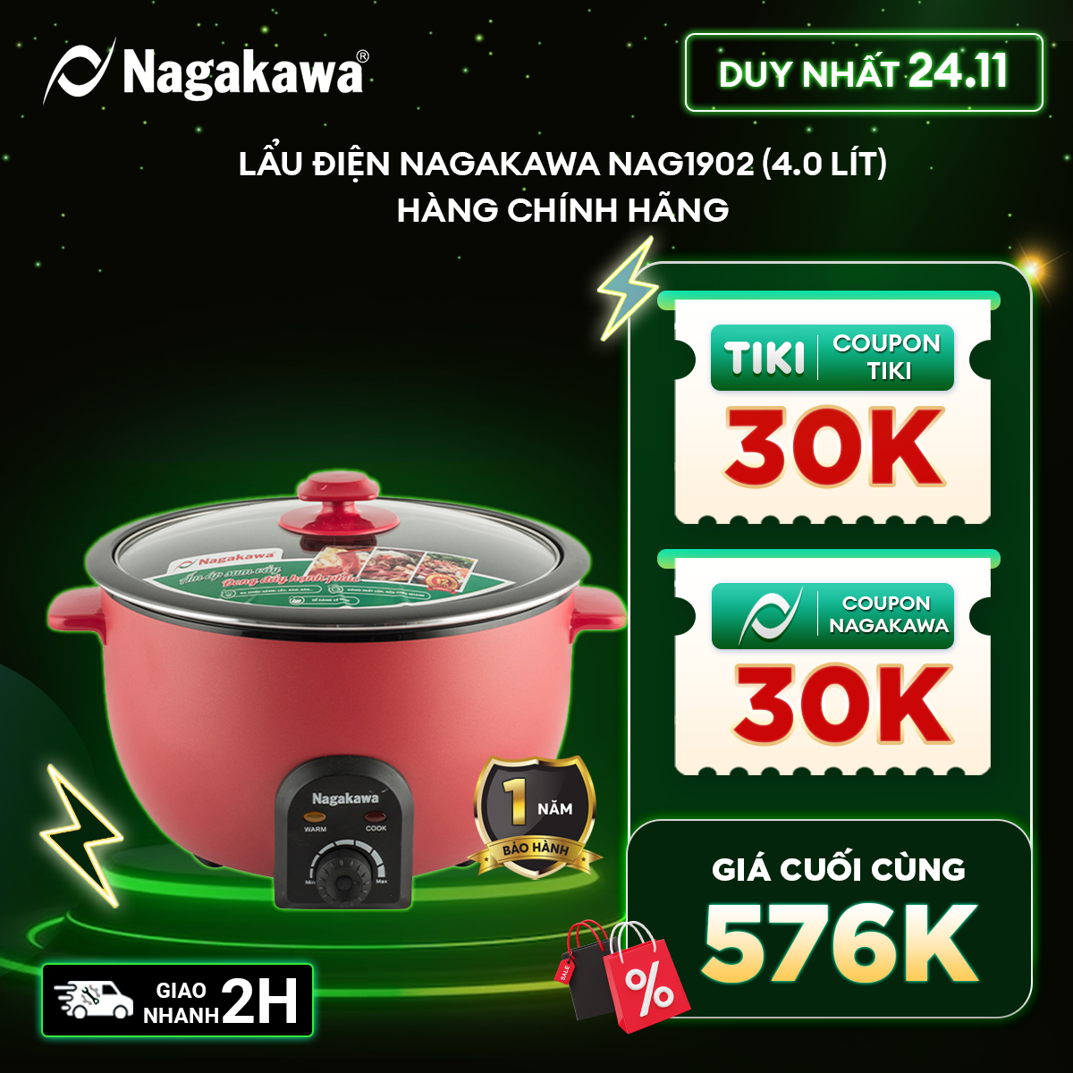 Lẩu Điện Nagakawa NAG1902  - Hàng Chính Hãng