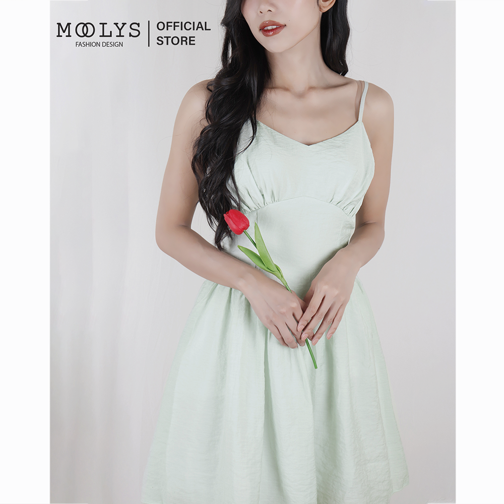 Đầm xoè hai dây nhún ngực dễ thương Moolys MD002
