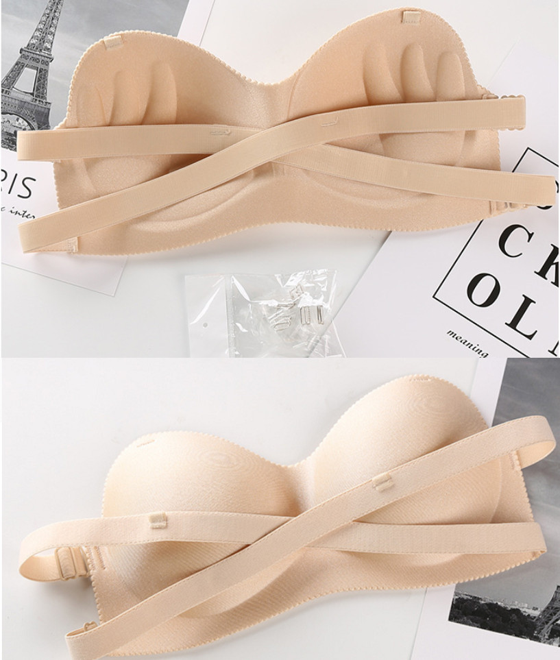 Áo ngực su đúc bàn tay cúp không dây kèm dây trong cho áo hở lưng