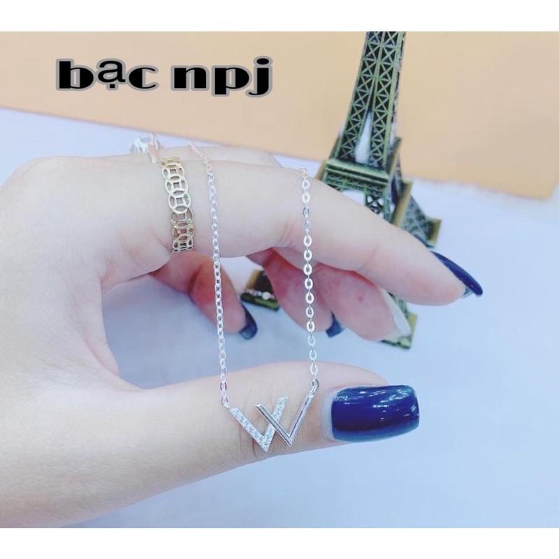 Dây chuyền chữ W ️ SIÊU ĐẸP ️ Vòng cổ liền mặt Bạc Ta cho nữ - Bạc Npj