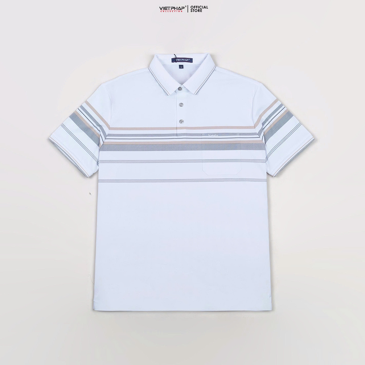 Áo Polo Nam VIỆT PHÁP Form Luxury - Thun Lụa Lạnh Sọc, lịch lãm, sang trọng 50654