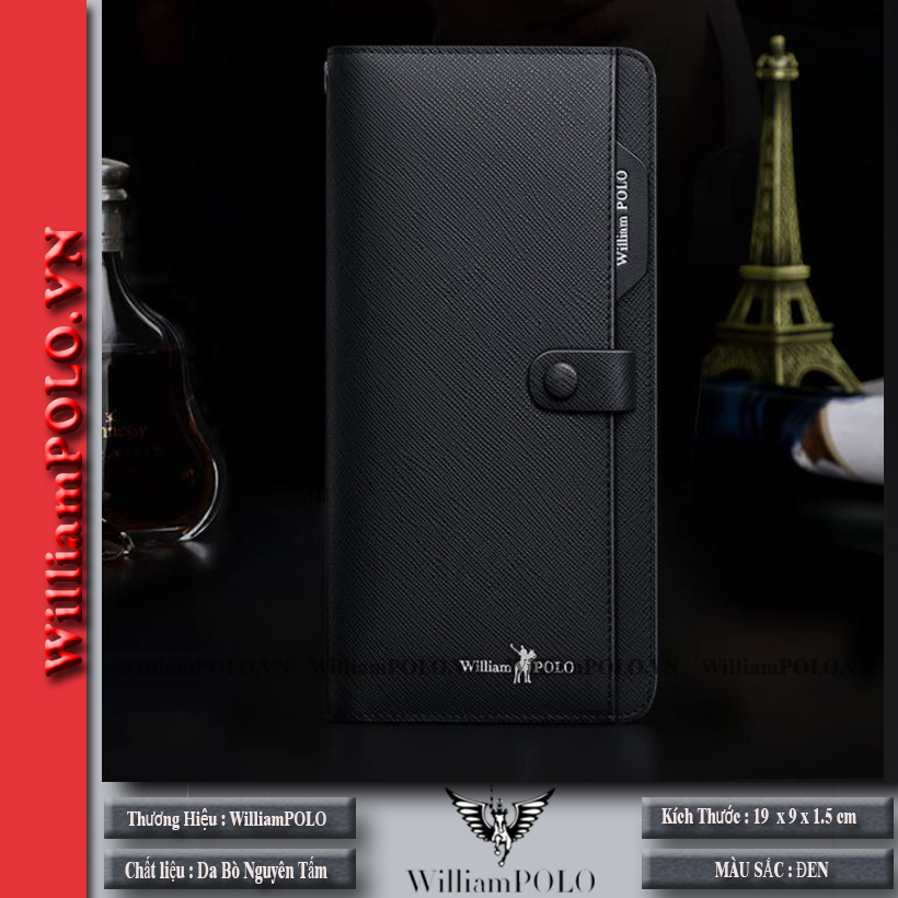 Ví cầm tay nam - ví nam cao cấp Full hộp WilliamPOLO - V35