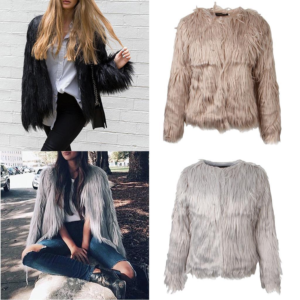 Womens Winter Warm Faux Fur Short Coat Jacket Parka Outerwear Tops