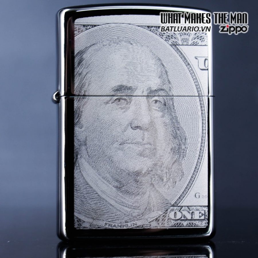 Bật Lửa Zippo 49025 – Zippo Hundred Dollar Bill Black Ice