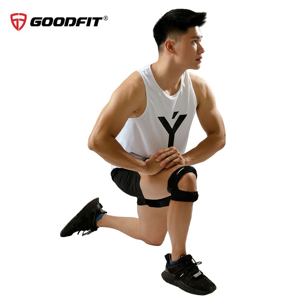 Bó gối thể thao, băng đầu gối, băng gối chạy bộ GoodFit dây đai đôi, đệm bảo vệ dày dặn GF521K