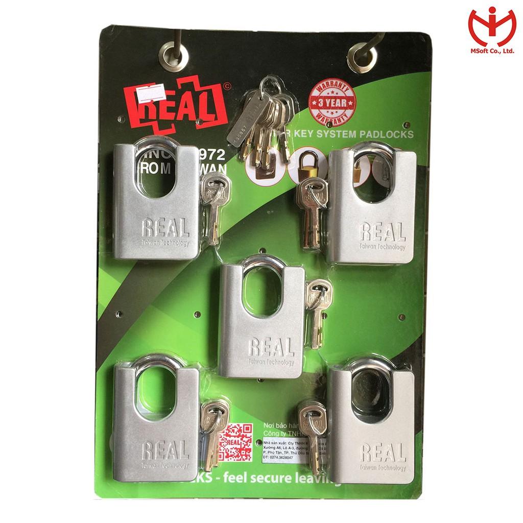 Bộ 5 ổ khóa chống cắt REAL AC 65 thân kẽm rộng 65mm chìa chủ Master Key - MSOFT