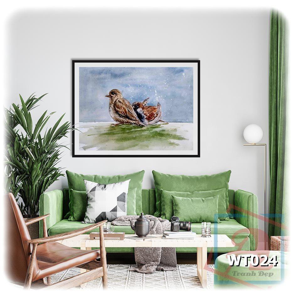 Tranh canvas phong cách màu nước  - Vợ chồng - WT024