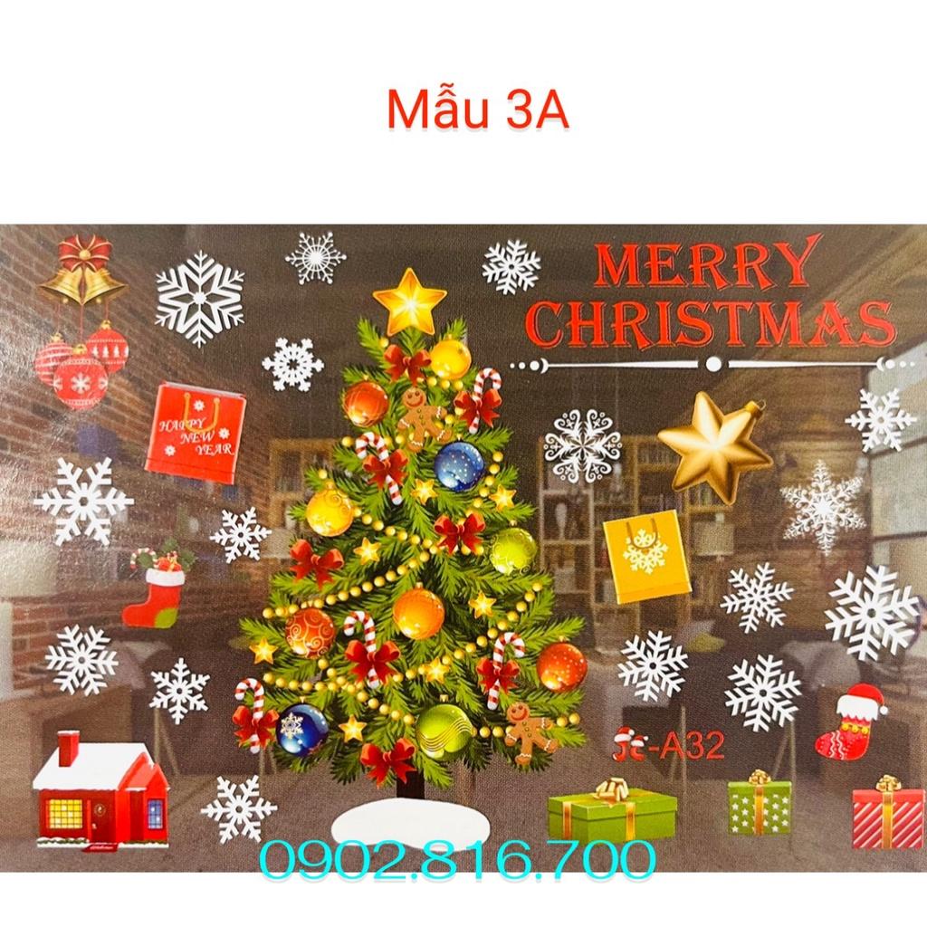 Decan - hình dán dán tường - dán kiếng - dán cửa hình cây thông - ông già noel - người tuyết trang trí noel - giáng sinh