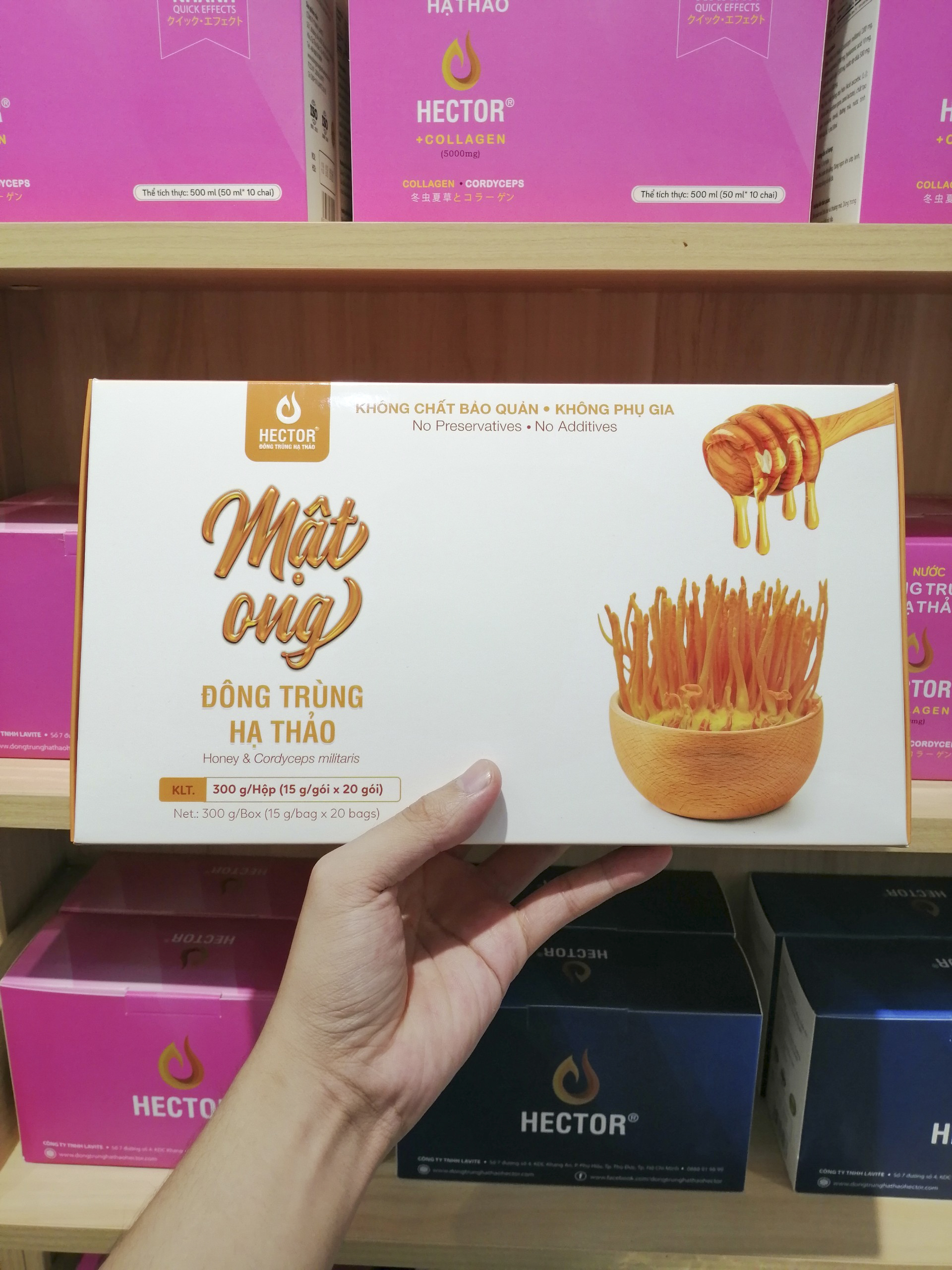 Mật Ong Đông Trùng Hạ Thảo Hector ( Hộp 20 Gói X 15g) - Tăng Cường Sức Đề Kháng, Giảm Ho, Ngăn Ngừa Ung Thư, Làm Đẹp