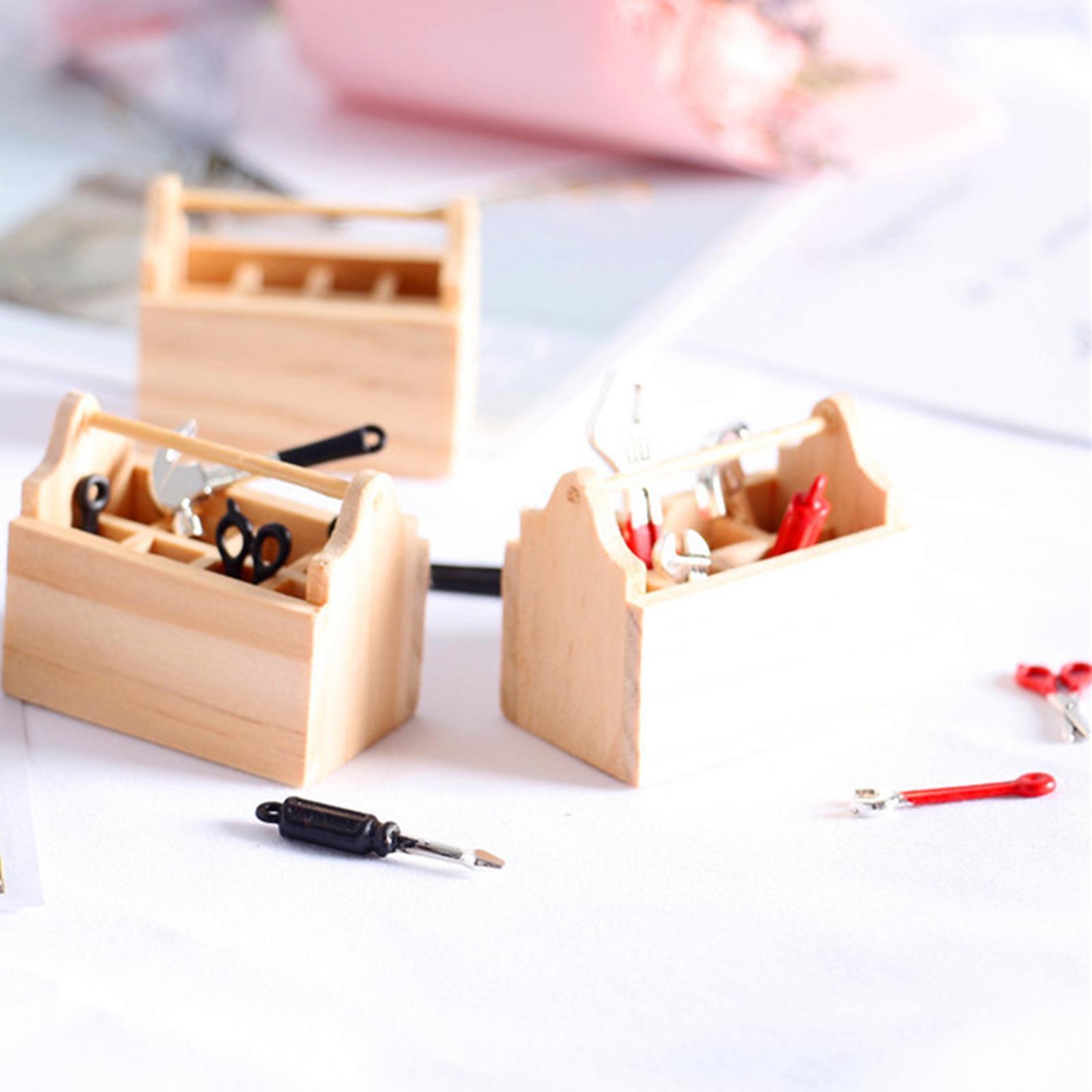 6x Simulation Dollhouse Repair Tools with Storage Case Dollhouse Decor Accessory Model Toys Life Scene 1/12 for Girls Kids Children Gifts
