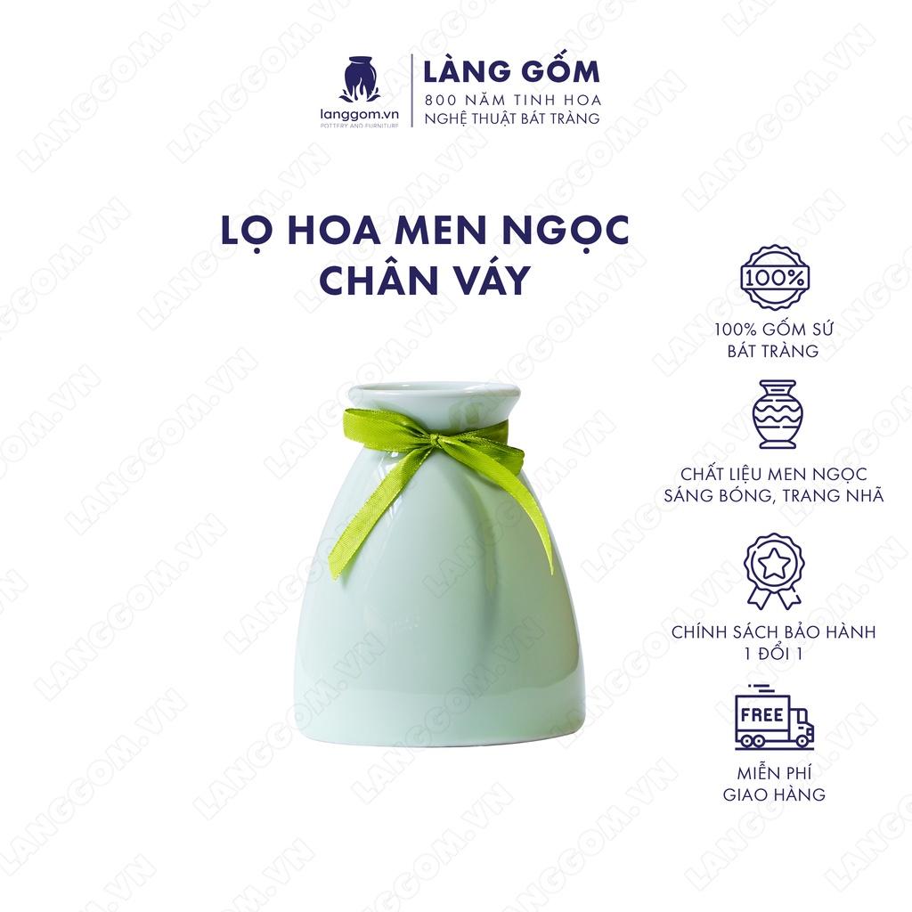 Bình hoa, lọ hoa Gốm sứ Bát Tràng cao cấp Men ngọc chân váy dùng làm quà tặng, trang trí - Làng Gốm Bát Tràng