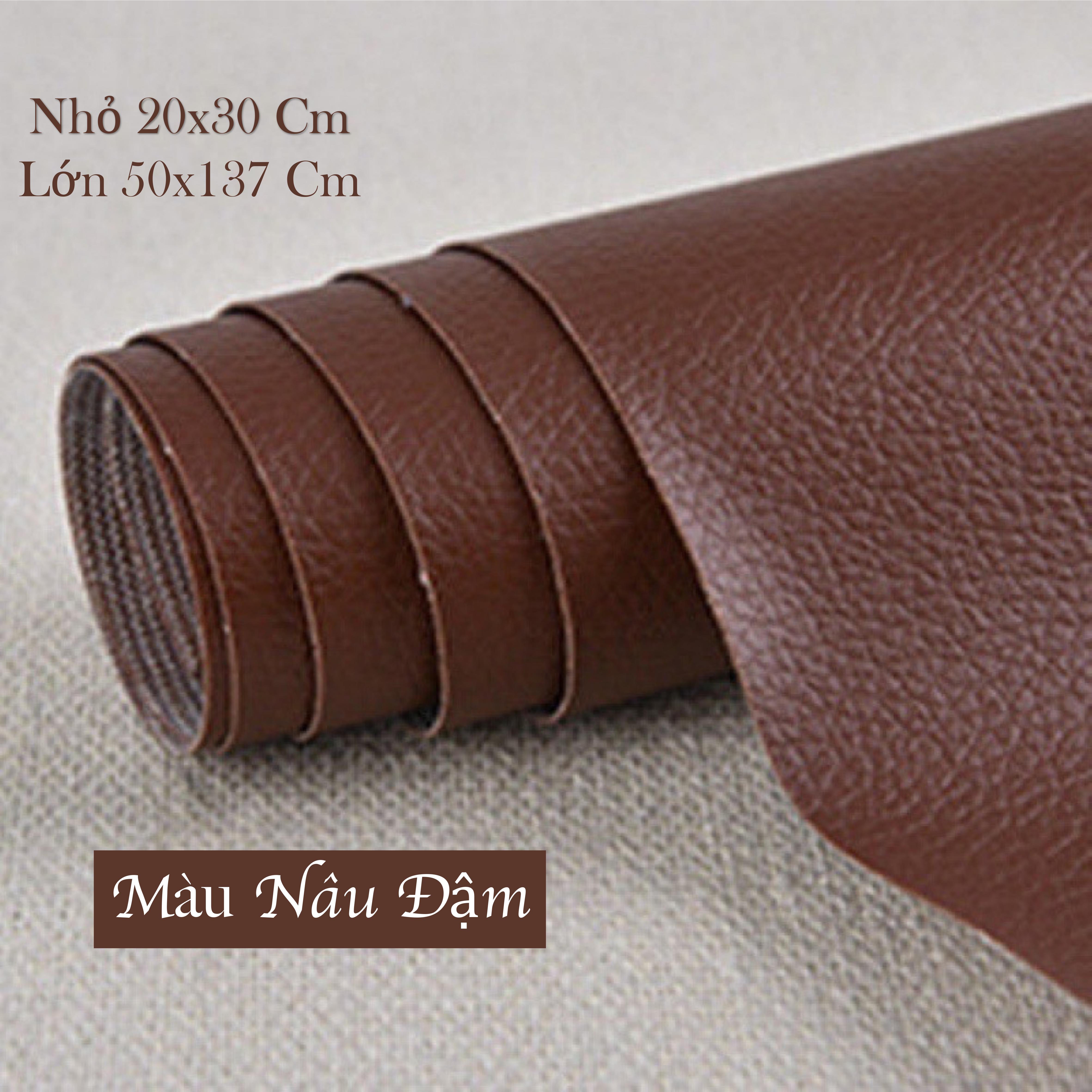 Miếng dán vải da PU - Miếng vải da dán sofa, quần á, giày dép, các đồ vật có bề mặt da - Màu xám nhạt - Màu đỏ mận - Màu nâu sẫm - Màu đen - Màu kaki - Màu be - Màu cafe - Kích thước 20x30cm - Kích thước 50x137cm