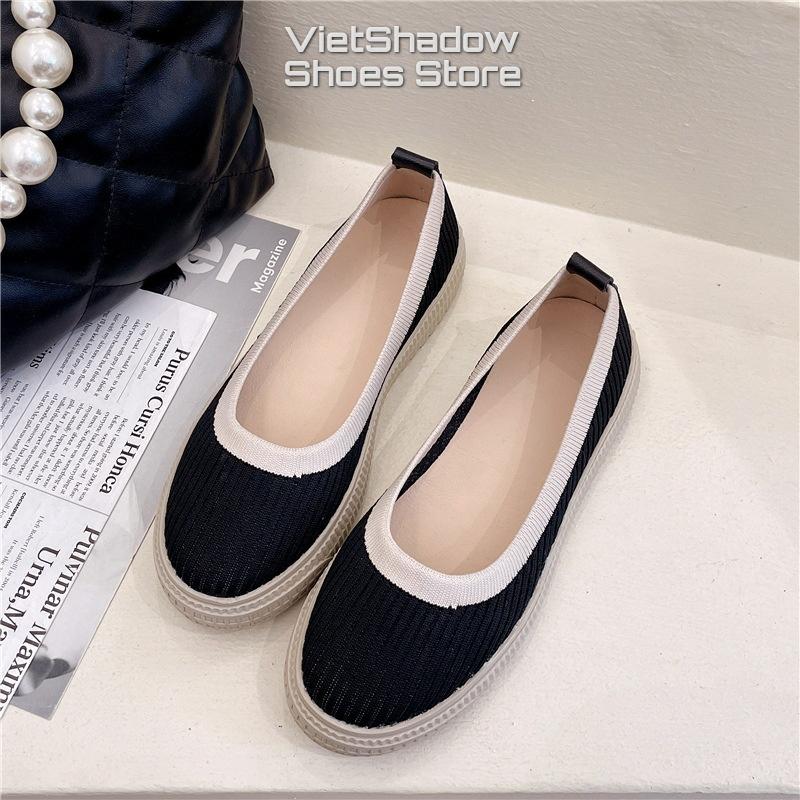 Giày búp bê - Giày lười nữ dệt kim nguyên chiếc, đế cao su mềm êm chống trơn trượt - Mã SP 2022-2