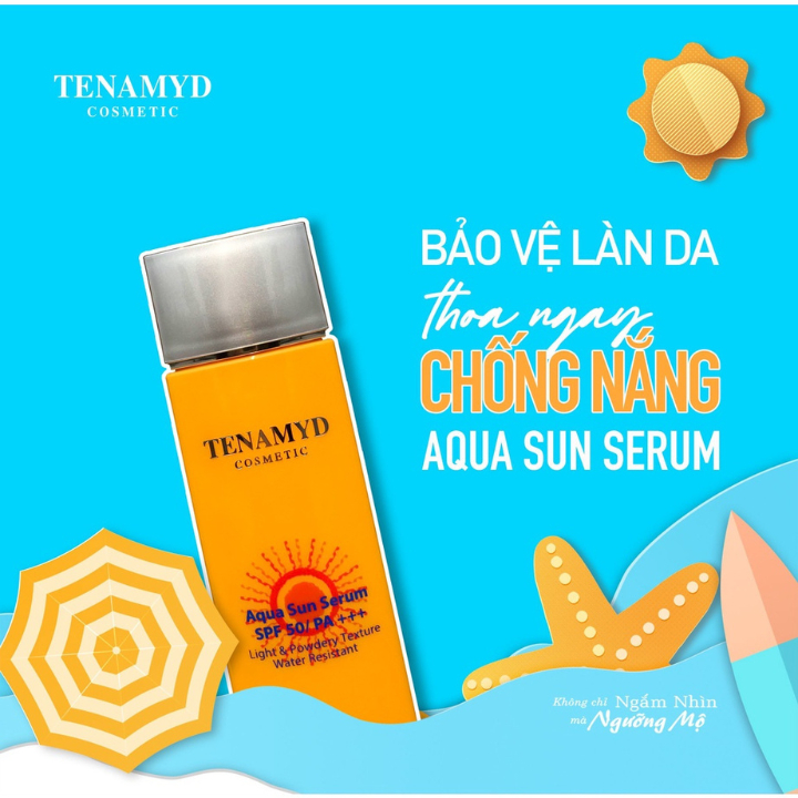 (Combo 5 Hộp) Kem chống nắng dạng nước kiềm dầu Tenamyd Aqua Sun Serum Skincare SPF 50/ PA+++ dành cho da dầu