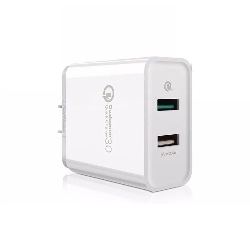 Ugreen UG30563CD132TK 30W màu Trắng Củ sạc nhanh 2 cổng USB chuẩn QC 3.0 + 2.4A - HÀNG CHÍNH HÃNG