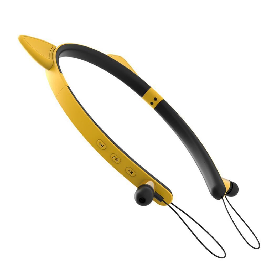 Wireless Bluetooth Headphones Neckband Headse Sports Stereo Magnetic Earphones with Mic Yellow