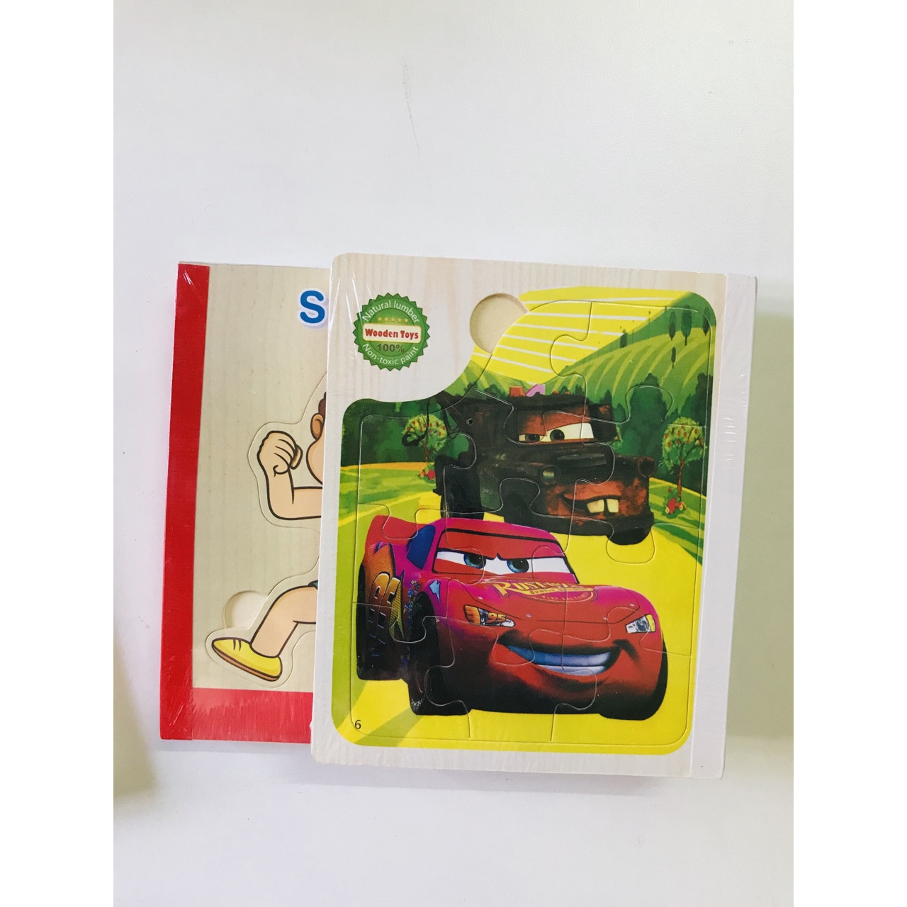 Sách gỗ ghép hình - Combo 2 cuốn sách gỗ ghép hình chủ đề thể thao , ô tô cho bé 1 tuổi Gnu04