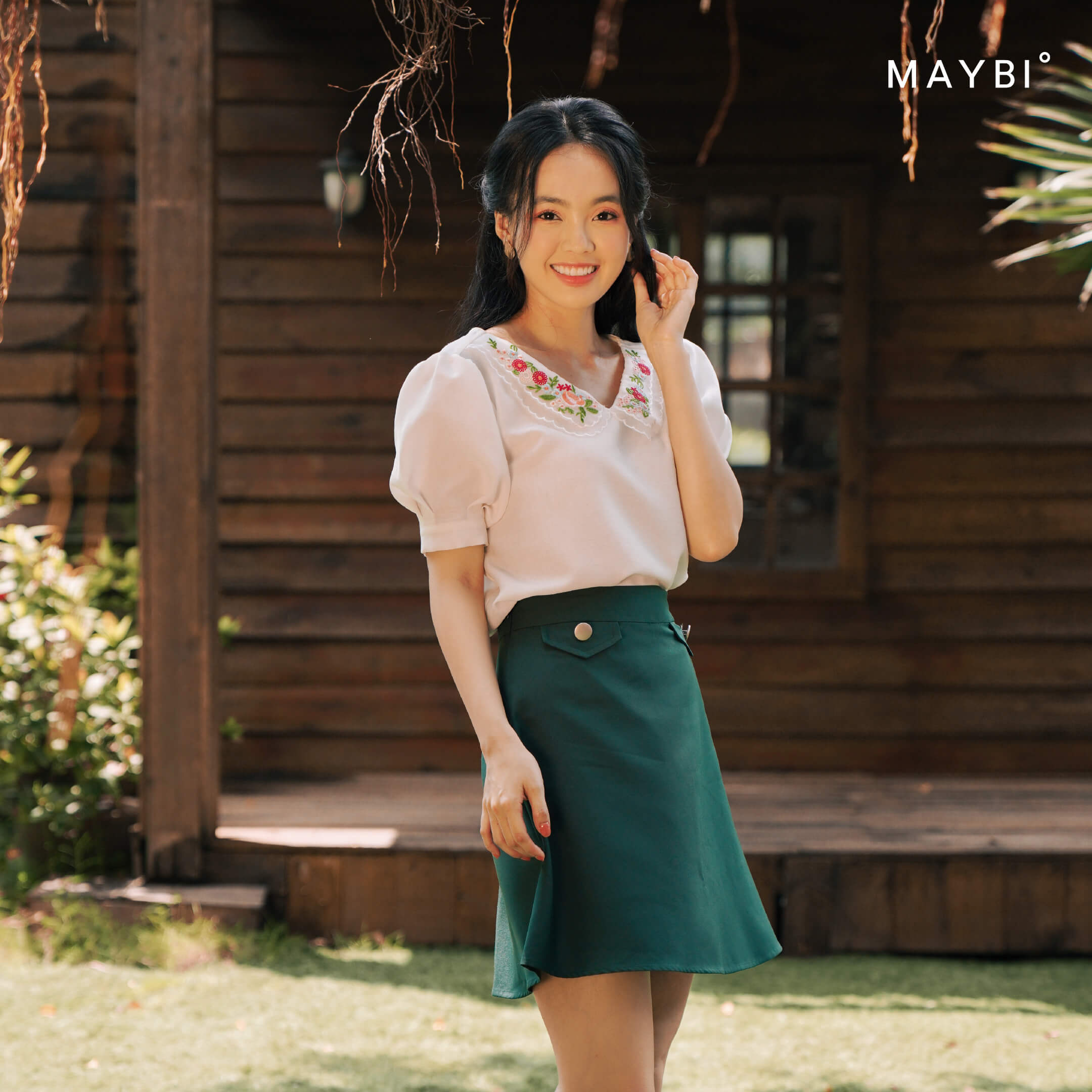 MAYBI - Chân váy A basic Kelly Green A Skirt