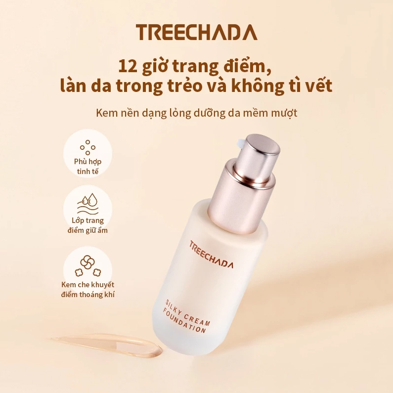 Kem Nền Treechada Silky Cream Che Khuyết Điểm Tự Nhiên Trong Suốt Dưỡng Ẩm Làm Sáng Màu Da Thái Lan 30ml