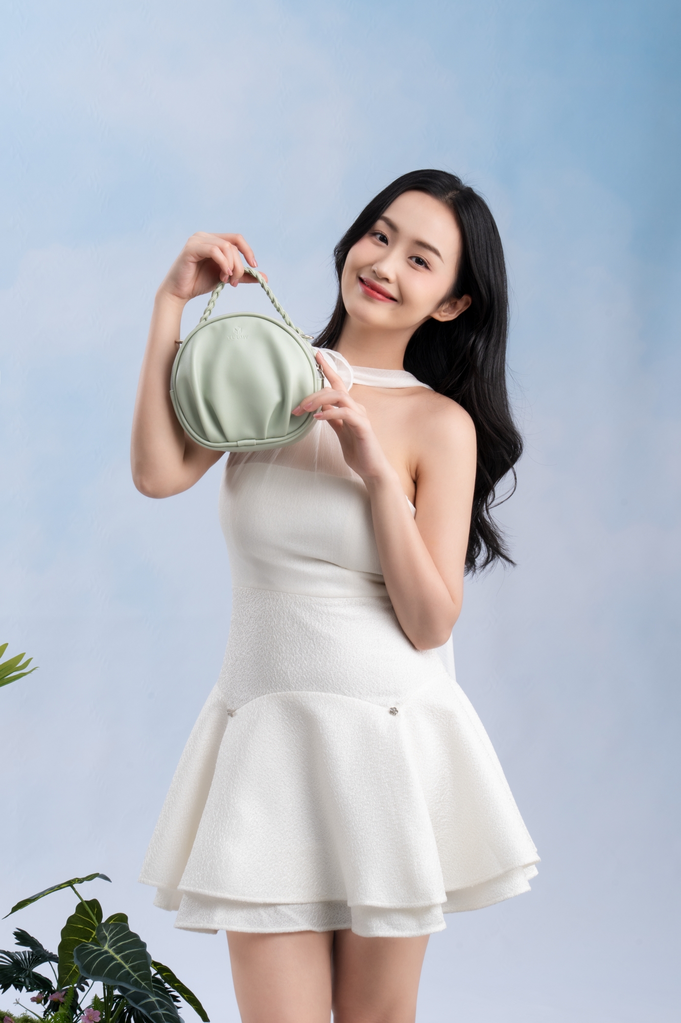 Túi Yuumy ( Thời trang nữ thiết kế nhún dáng tròn size 19 - Túi đeo chéo da Seasand YN264 )