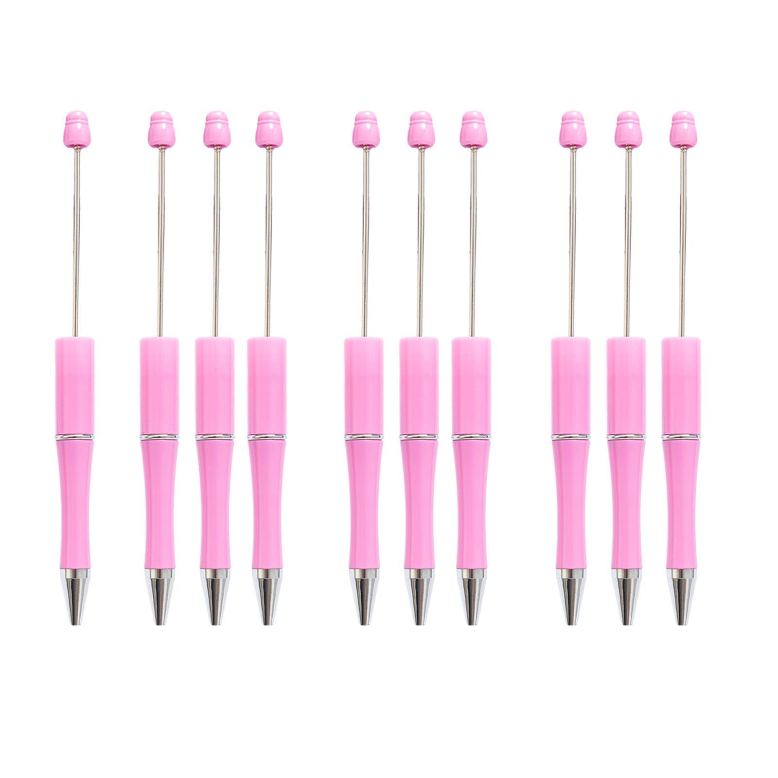 10 Pieces DIY Black Ink Pens Beaded Pens Ballpoint Pen Bead Pen for Birthday