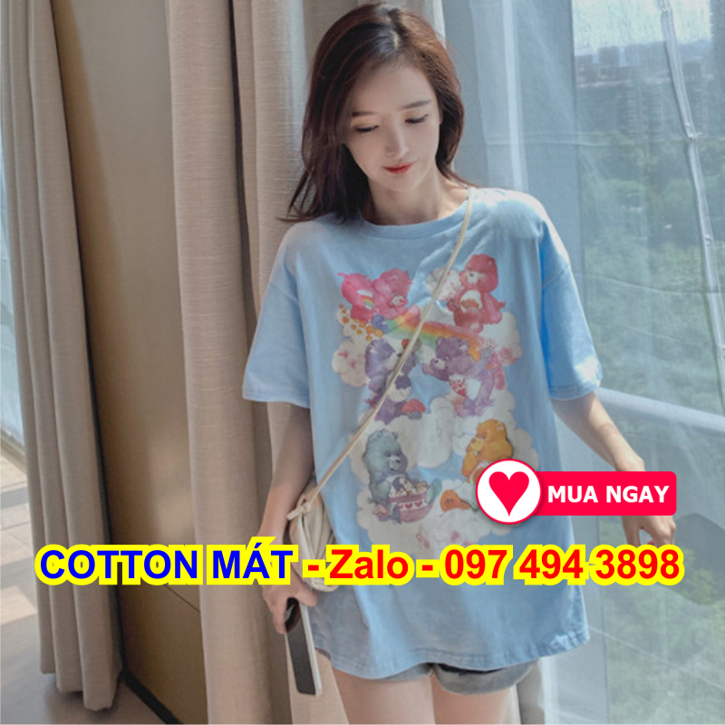 Áo thun, áo phông ngắn tay form rộng phong cách unisex kiểu áo t-shirt hình gấu dễ thương bao xài không phai chống nhăn hiệu quả giặt phơi lên là thẳng tắp