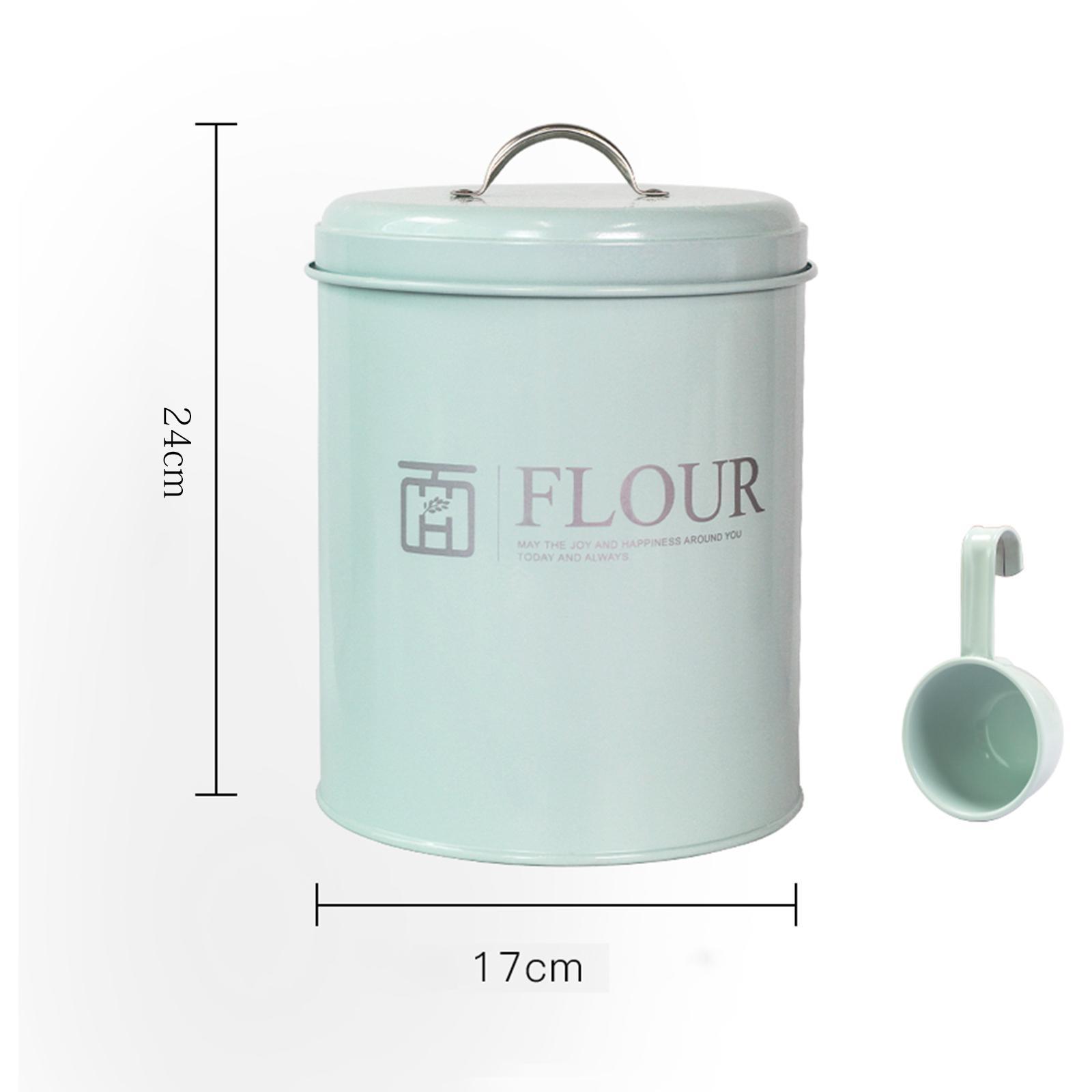 2x Airtight Flour Storag Bucket 2.5kg with Spoon for Flour Coffee Powder