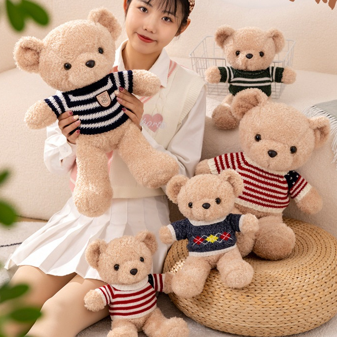 Gấu bông teddy lông xù mặc áo len đáng yêu - Size từ 60cm đến 1m1 - Quà tặng teddy lông xù mỳ nhồi bông siêu to khổng lồ