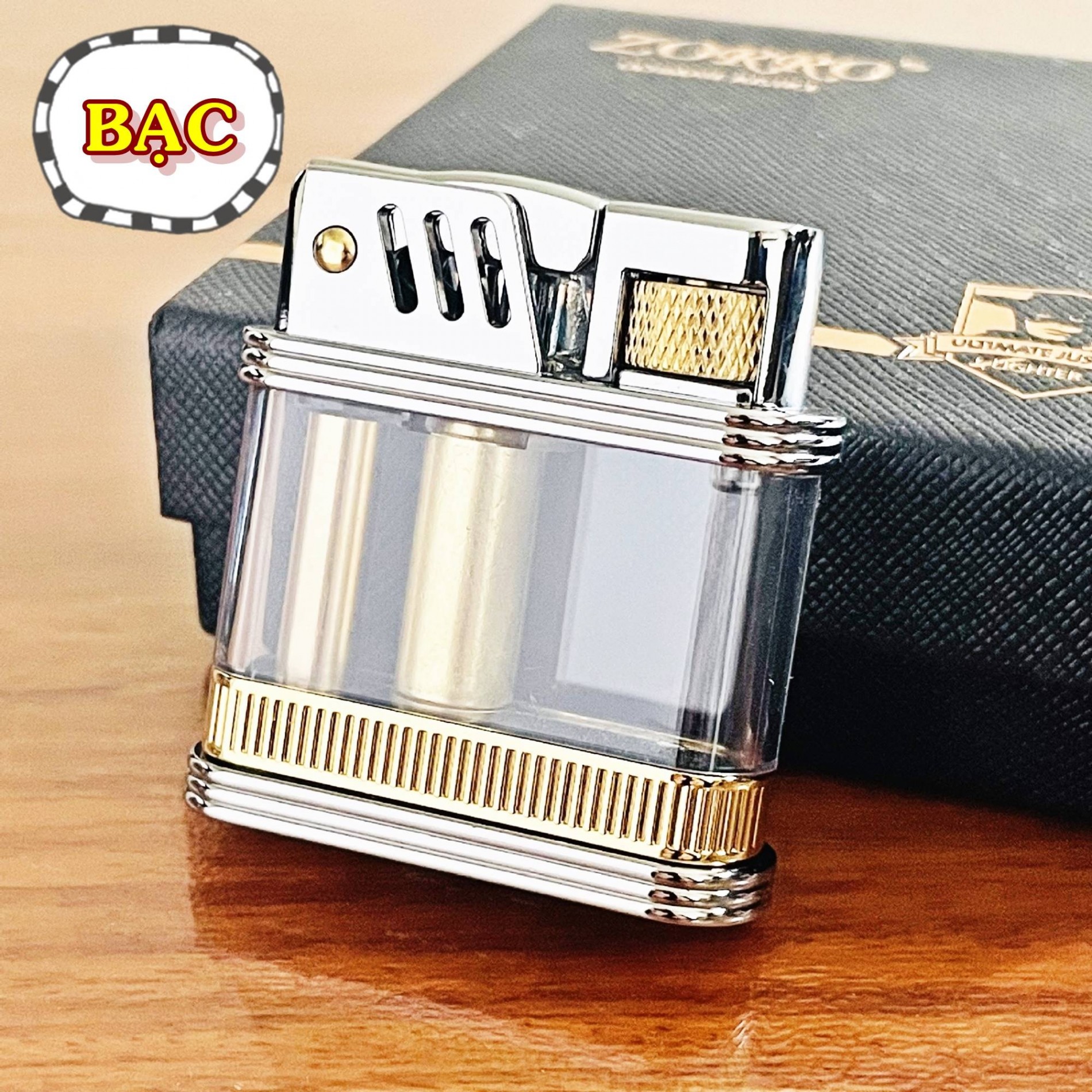 SET Bật lửa hột quẹt xăng lộ thiên Z716 tặng kèm chai xăng - xài xăng